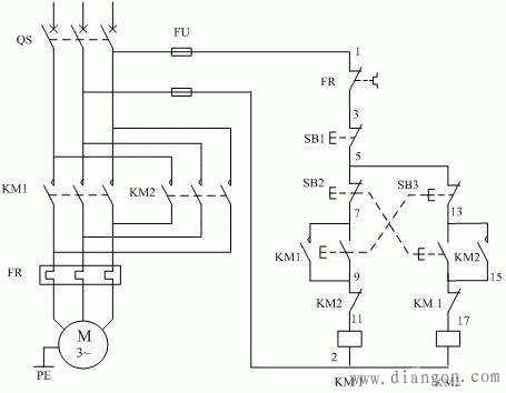 三廂異步電動機(jī)正反轉(zhuǎn)接線圖1