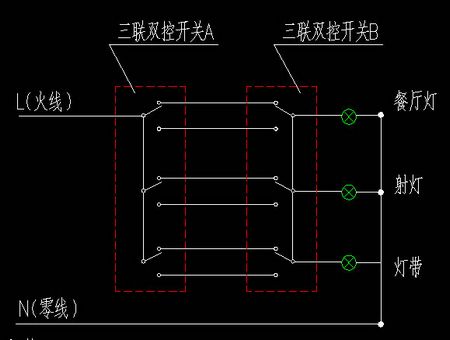 三聯(lián)雙控開關接線圖